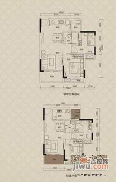 中珠上郡花园（二三期）2室2厅1卫83㎡户型图