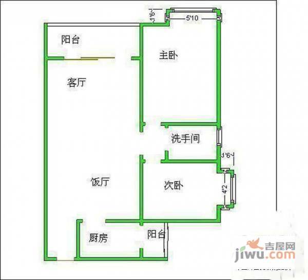 苹果派2室2厅1卫80㎡户型图