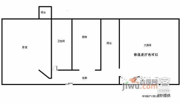 美丽湾1室1厅1卫57㎡户型图