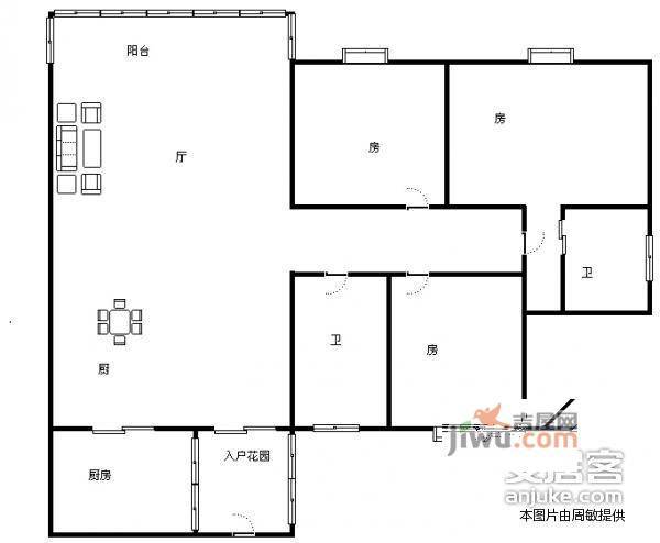 金域廊院3室2厅2卫132㎡户型图