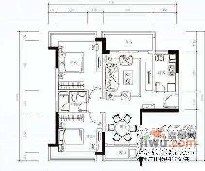 金域廊院2室2厅1卫80㎡户型图