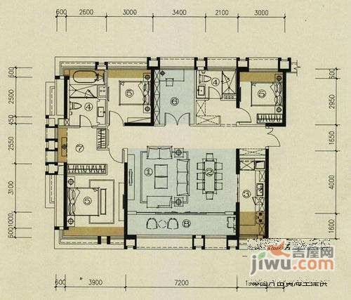 万科珠宾花园4室2厅3卫252㎡户型图