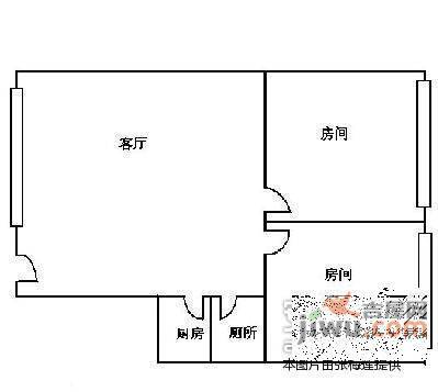 田德花园2室1厅1卫38㎡户型图