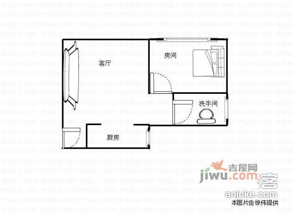 南苑1室1厅1卫39㎡户型图