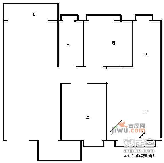 卓雅北苑3室2厅2卫90㎡户型图