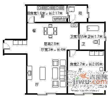 幸福时光1室1厅1卫47㎡户型图