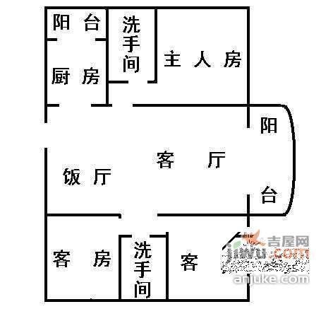 华宁花园3室2厅2卫108㎡户型图