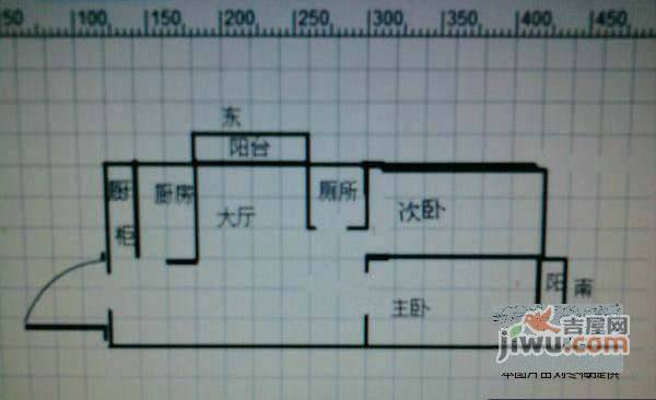 桂花村2室2厅1卫75㎡户型图