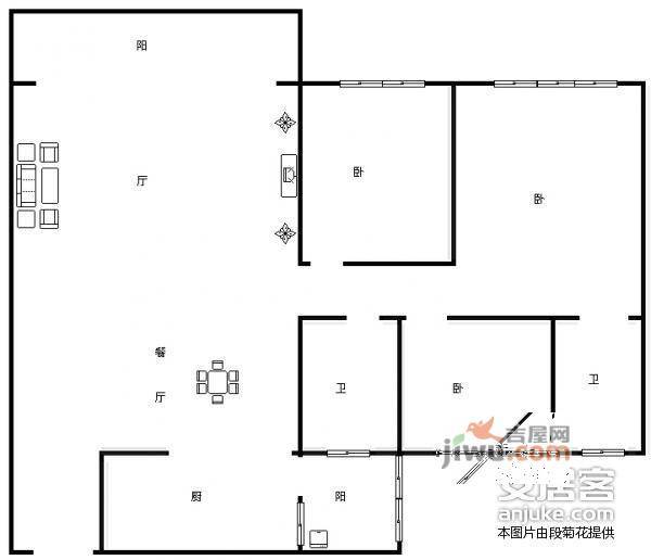 棕榈假日3室2厅2卫137㎡户型图