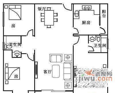 世邦一水岸4室2厅2卫144㎡户型图