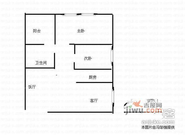 世邦一水岸2室1厅1卫77㎡户型图