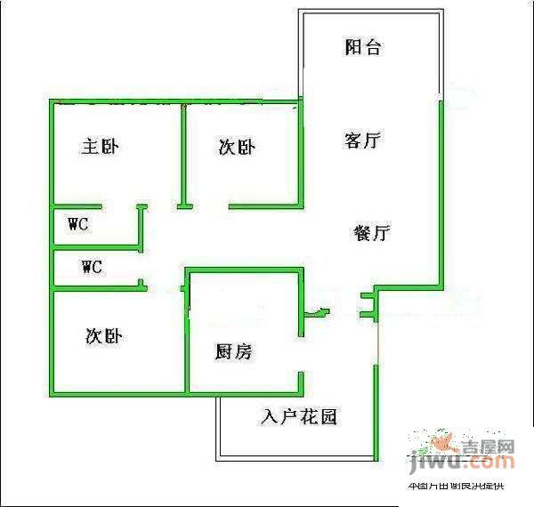 路福鸿馨园3室2厅2卫134㎡户型图