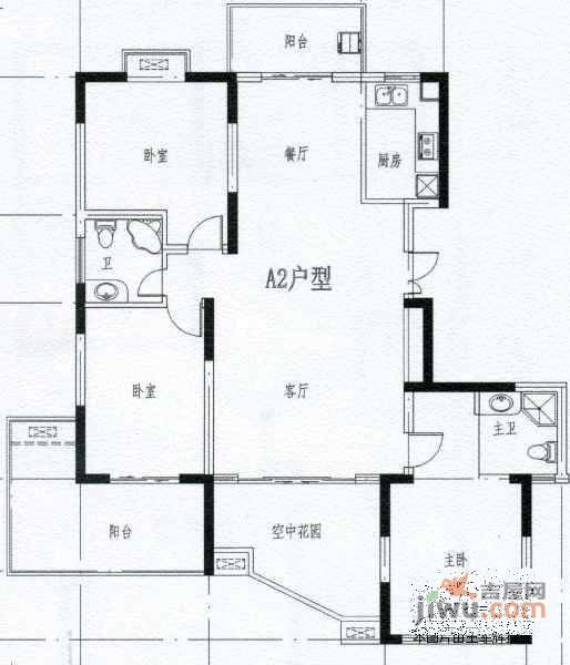 华发新城四期3室2厅2卫141㎡户型图