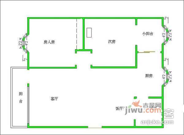 铁路新村2室2厅1卫80㎡户型图