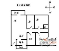 豪兴苑3室2厅2卫120㎡户型图