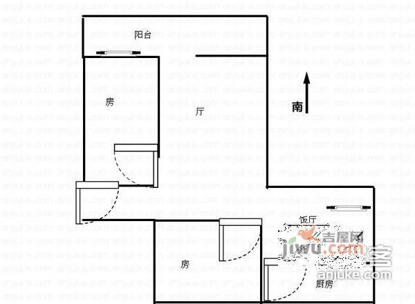 帝景湾2室2厅1卫90㎡户型图