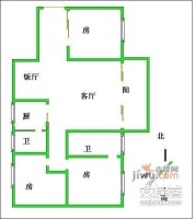 锦秀花园3室1厅1卫73㎡户型图