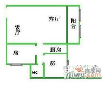 荟丽精英城2室2厅1卫户型图