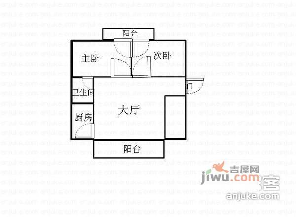 金珀顿1室1厅1卫58㎡户型图