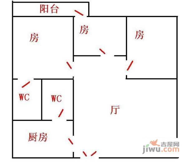 五峰四路小区3室2厅2卫户型图