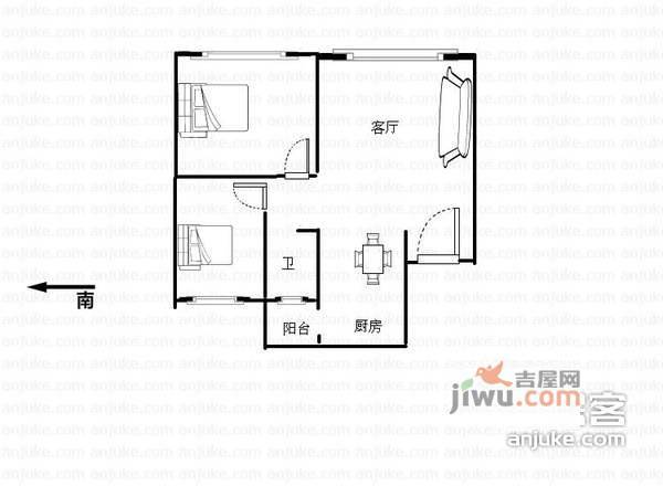 乐从伟业楼2室2厅1卫户型图