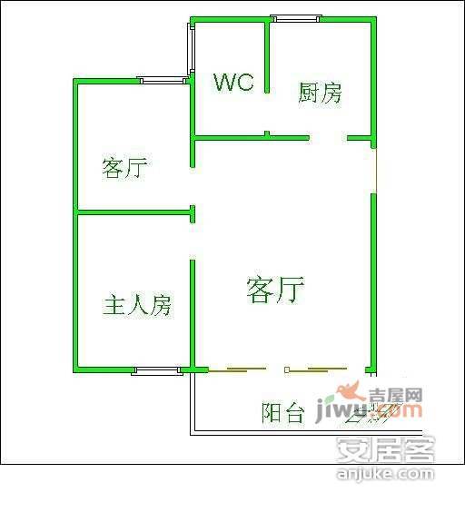 华辉花园2室2厅1卫66㎡户型图