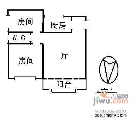 华辉花园2室1厅1卫65㎡户型图