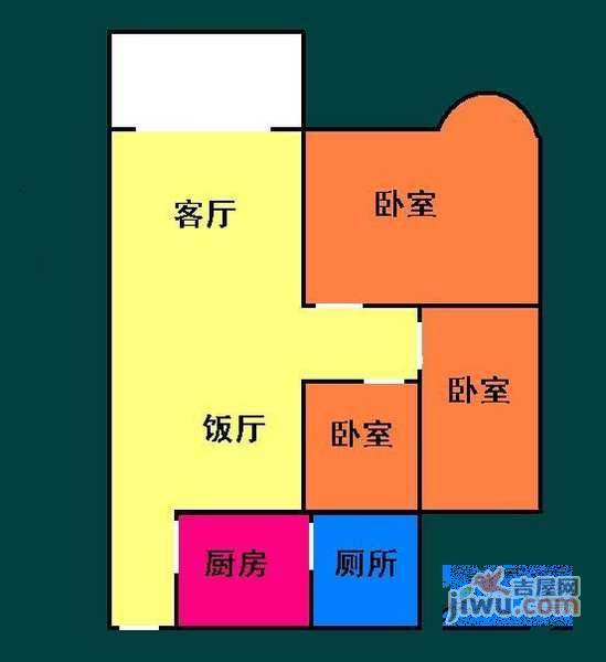 冠曦苑3室2厅1卫89㎡户型图