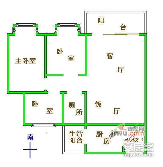 冠曦苑3室2厅1卫89㎡户型图