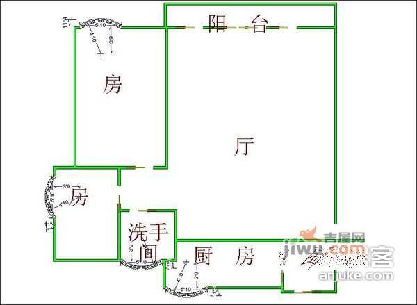 福盛花苑2室1厅1卫57㎡户型图