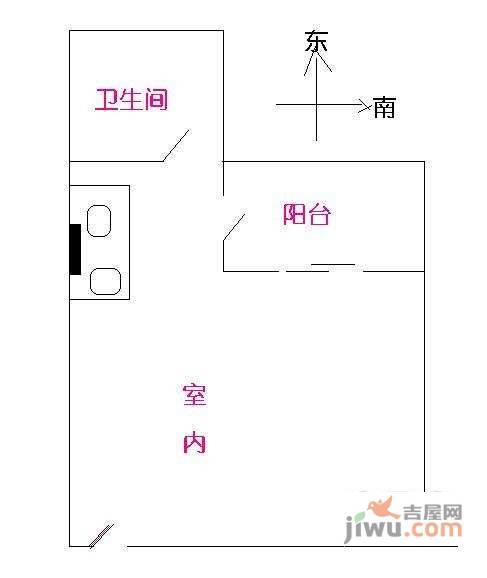 汇博星辰1室0厅1卫户型图