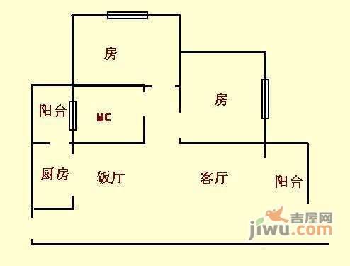 和基花园南区2室2厅1卫95㎡户型图