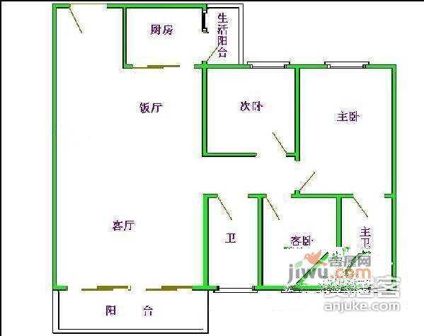 和基花园南区3室2厅2卫143㎡户型图