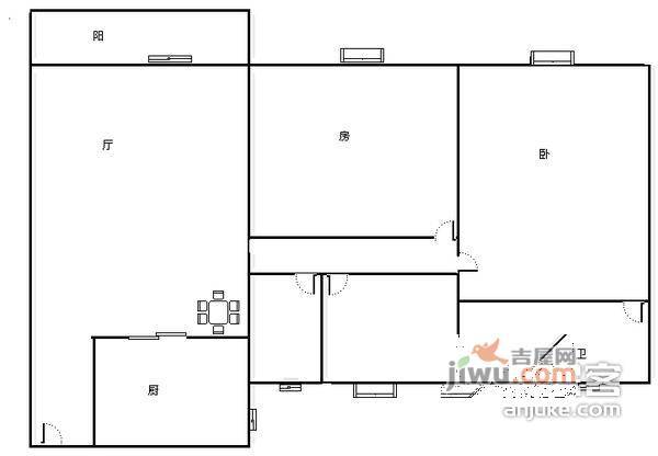 市东下路小区3室2厅1卫118㎡户型图