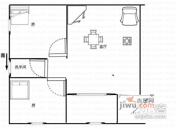 盐步怡雅苑2室1厅1卫68㎡户型图