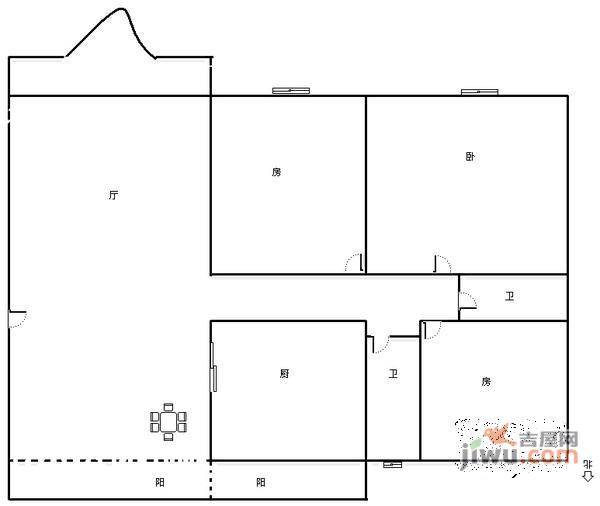 绿茵鸣苑3室2厅2卫118㎡户型图