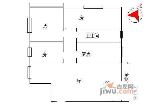 华乐大厦3室2厅2卫103㎡户型图