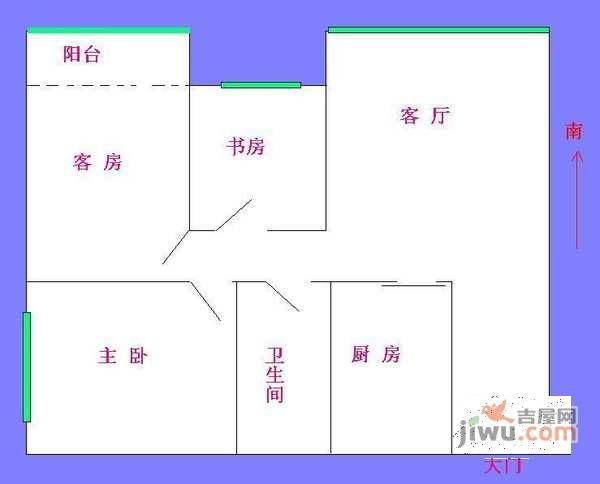 嘉禾新城3室2厅1卫100㎡户型图