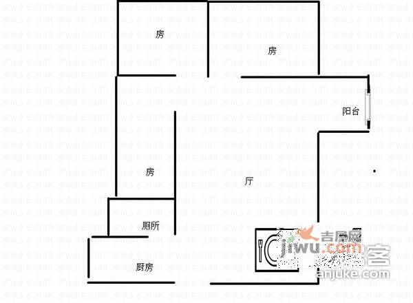 华远大厦3室2厅1卫113㎡户型图