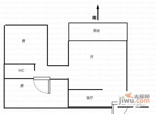 鸿业豪庭2室2厅1卫户型图