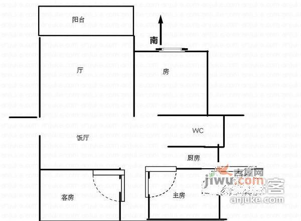 鸿业豪庭3室2厅1卫户型图