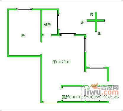 鸿翔湖景苑2室1厅1卫68㎡户型图