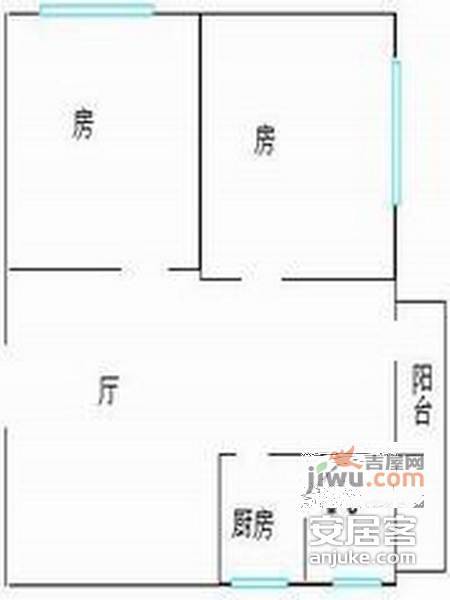 鹿璟村2室1厅1卫91㎡户型图