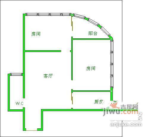 鹿璟村2室2厅1卫95㎡户型图