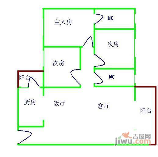 鹿璟村3室2厅2卫115㎡户型图