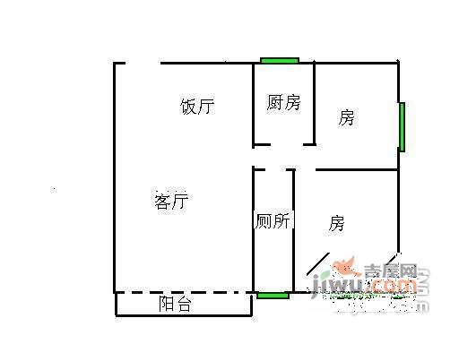 瑞丽花园3室1厅1卫72㎡户型图