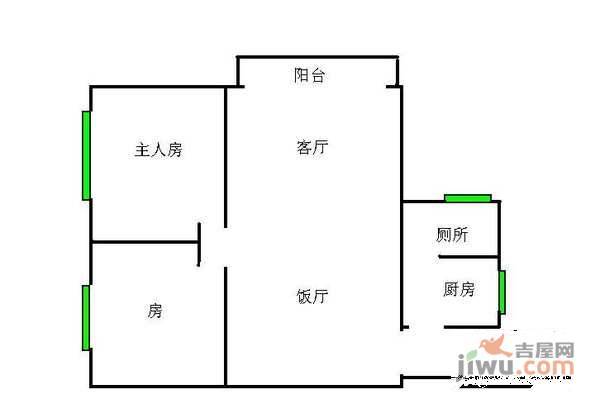 岐丰广场2室1厅1卫63㎡户型图