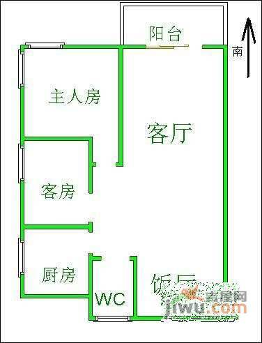 黄岐第一城2室1厅1卫68㎡户型图