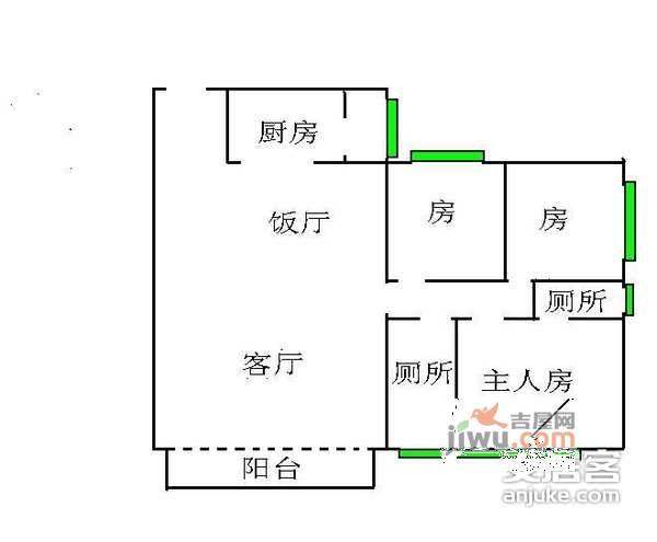 黄岐第一城3室1厅1卫98㎡户型图