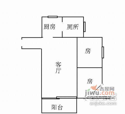 黄岐第一城2室2厅1卫75㎡户型图